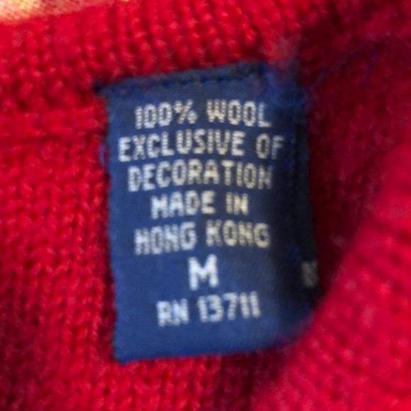 Vtg KAREN SCOTT sz Medium  100% Wool Christmas Tree Festive Embroidered HongKong - Picture 11 of 16